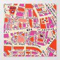 paris map pink Canvas Print