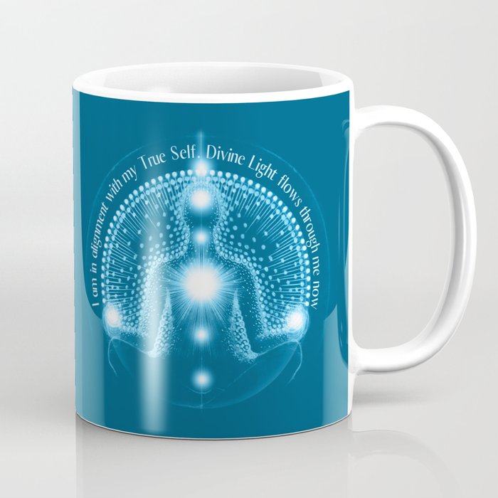 I am in alignment with my True Self. Divine Light flows through me now | Spiritual Art | Alignment Illustration Coffee Mug