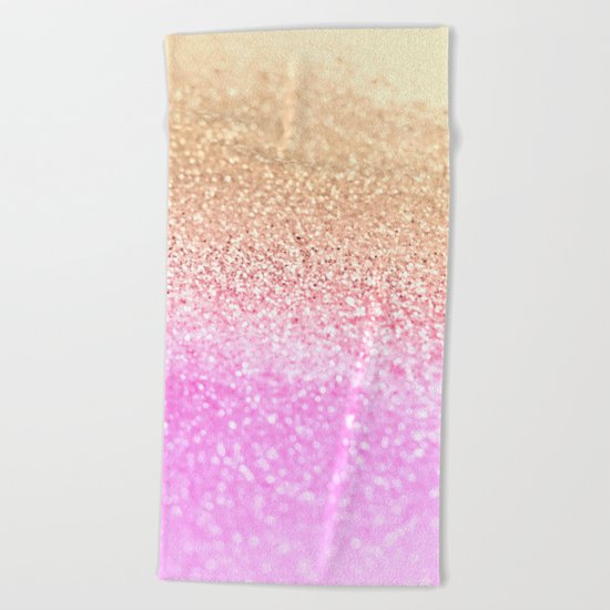 GOLD PINK GLITTER by Monika Strigel Beach Towel