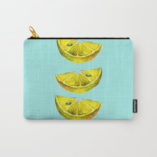 Lemon Slices Turquoise Carry-All Pouch