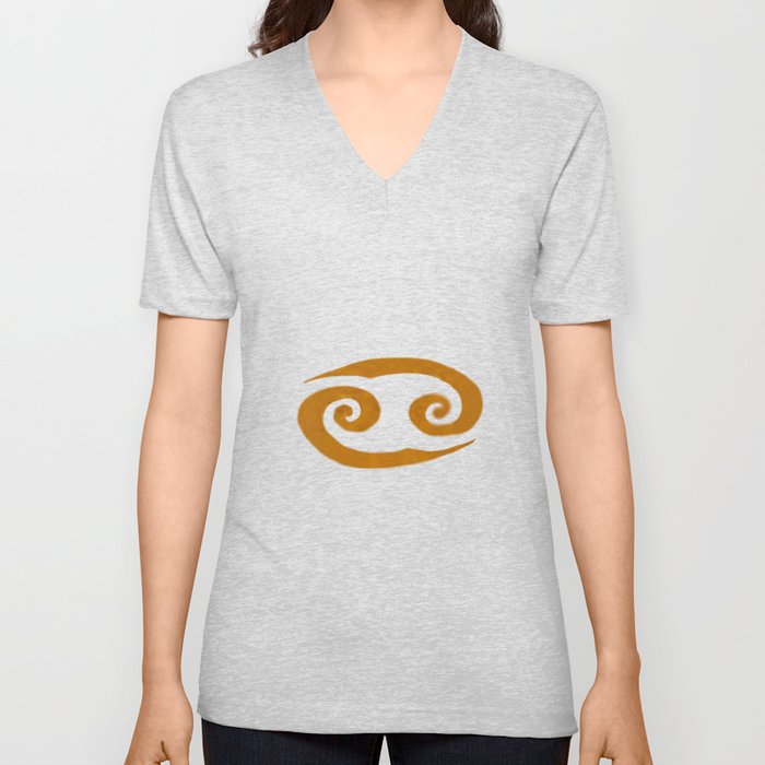 Cancer Golden Zodiac Symbol V Neck T Shirt