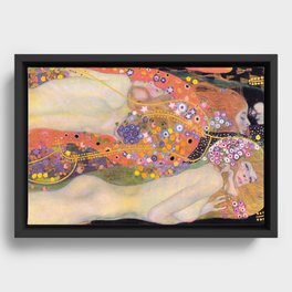 Water Serpents by Gustave Klimt Framed Canvas
