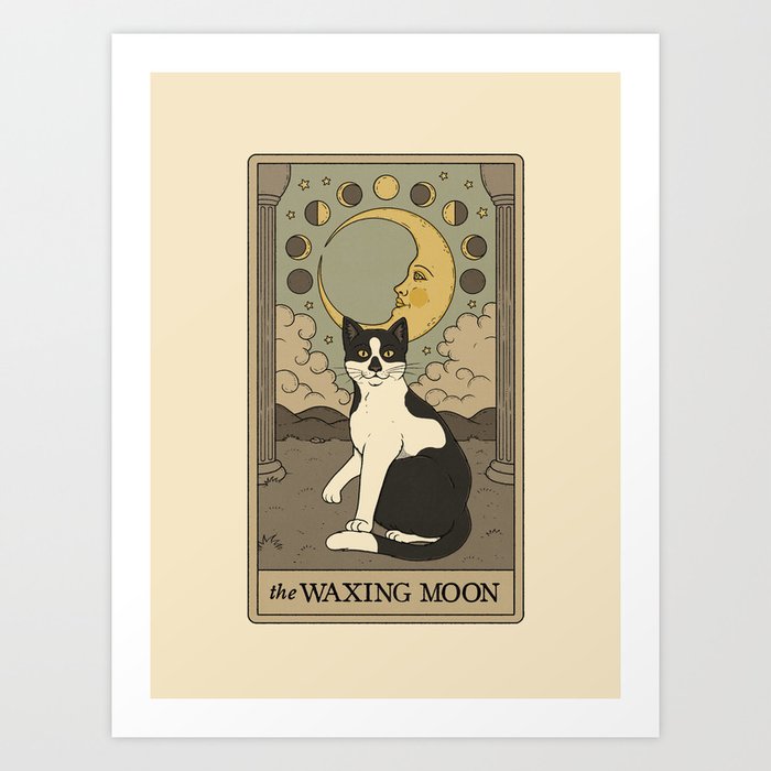 The Waxing Moon Cat Art Print