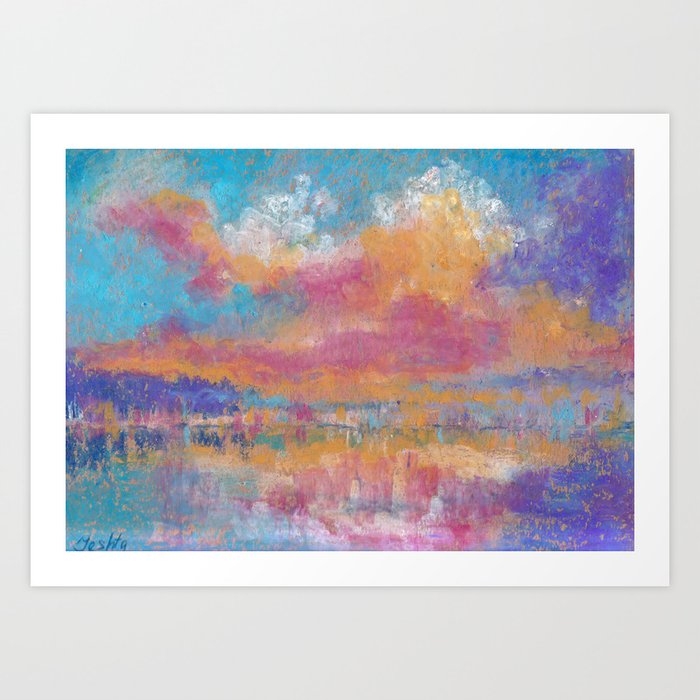Abstract Peaceful Background Oil Pastel Art Print By Jeshta