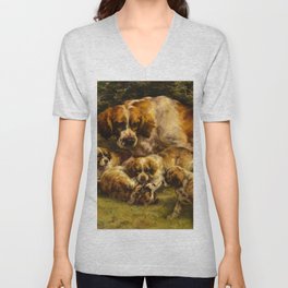 Setter Family by Edmund Henry Osthaus V Neck T Shirt