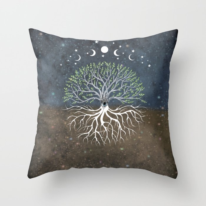 Magic Tree of Life Tapestry Throw Pillow
