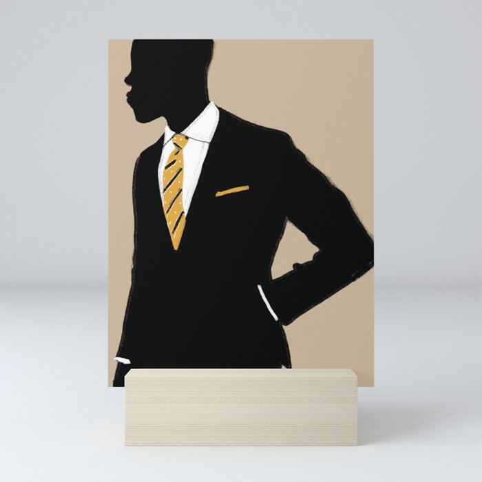 Man in suit wearing yellow tie - Masculine art Mini Art Print