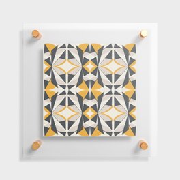 Yellow and brown retro triangle pattern Floating Acrylic Print