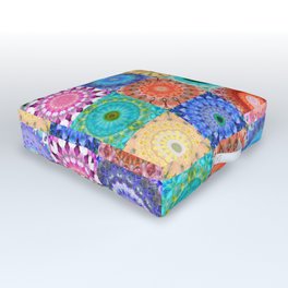 Colorful Patchwork Art - Mandala Medley Outdoor Floor Cushion