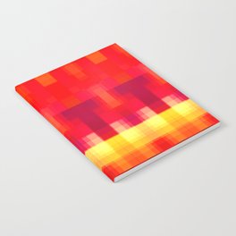 geometric symmetry art pixel square pattern abstract background in red yellow Notebook