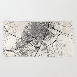 USA, Waco Black & White Town Map - Aesthetic Decor Beach Towel