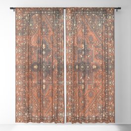 N151 - Orange Oriental Vintage Traditional Moroccan Style Artwork Sheer Curtain