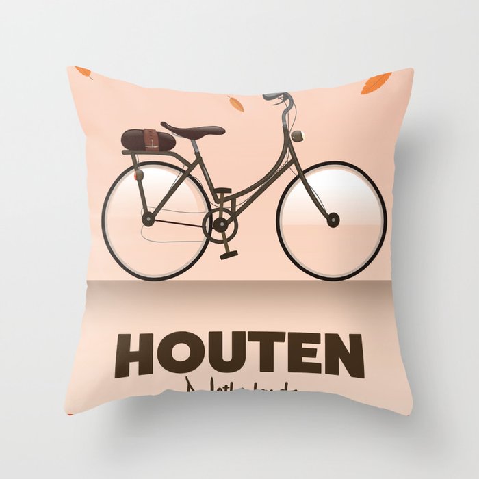 Houten Netherlands Cycling poster print. Throw Pillow