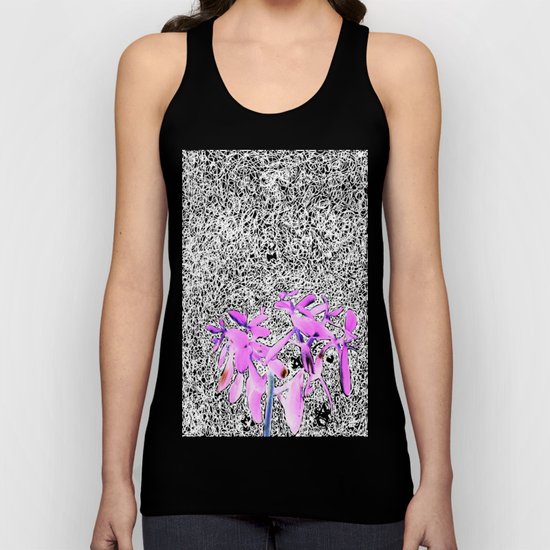 Neon Succulent Black and White Scribbles! Unisex Tank Top