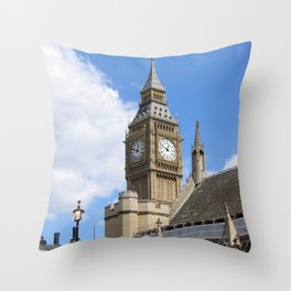 Great Britain Photography - Big Ben Under A Big White Cloud Throw Pillow