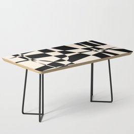 Deconstructed Harlequin Midcentury Modern Abstract Pattern Black and Almond Cream Coffee Table