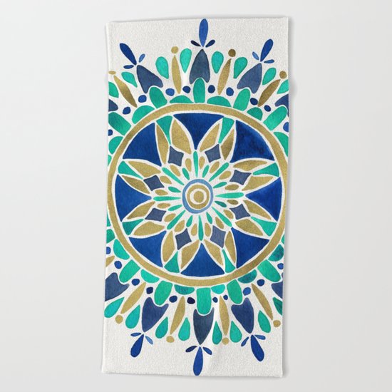 Mandala – Gold & Turquoise Beach Towel