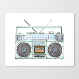 Vintage Boombox - Watercolor Boombox - 80's Art - Music - Stereo - Radio Canvas Print