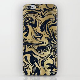 Marble Swirl in Navy and Gold iPhone Skin
