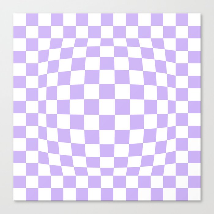 Distorted Checkerboard Pattern, Purple and White Canvas Print