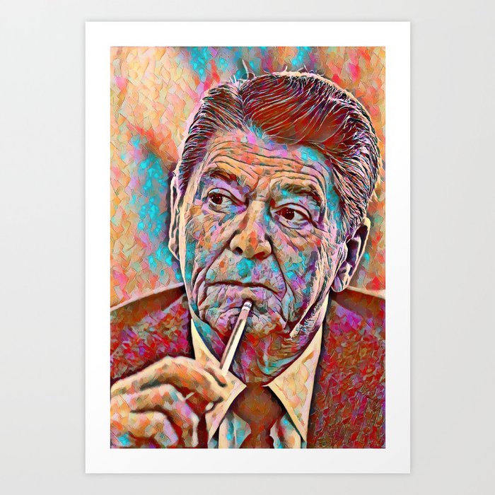 President Ronald Reagan Holding Pencil Art Print