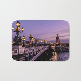 Sunset over Paris Bridge (Color) Bath Mat