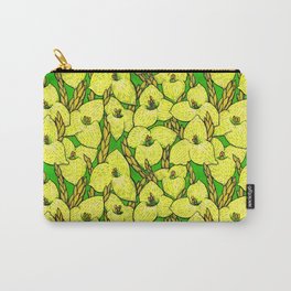 Puya Flowers, Floral Pattern, Green Yellow Carry-All Pouch