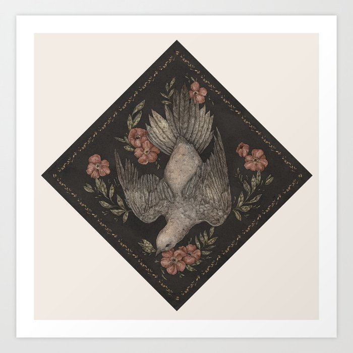 Dove and Flowers Art Print