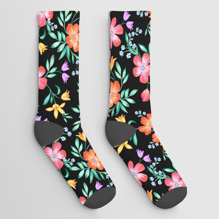 Bright Colorful Florals Socks