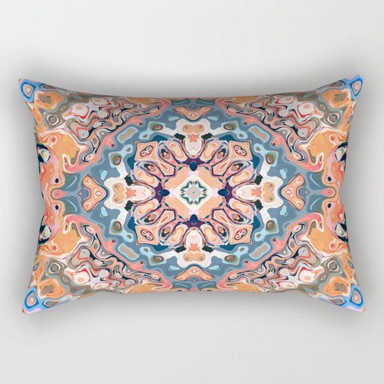 Textured Mandala Pattern Rectangular Pillow