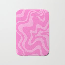 Retro Liquid Swirl Abstract Pattern in Double Y2K Pink Bath Mat