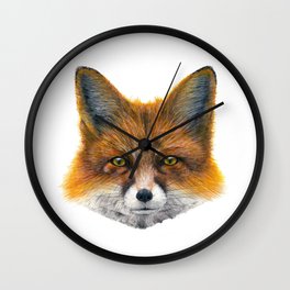 Fox face - Painting in acrylic Wall Clock