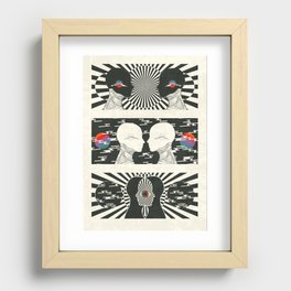 Psychedelic Meditation Art, Love, Psychology, Retro, Lino Cut Recessed Framed Print