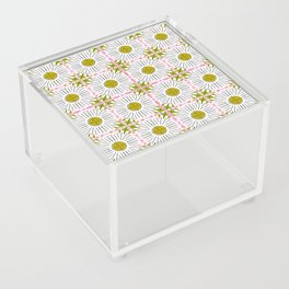 Retro Modern Daisy Flowers on Pink  Acrylic Box