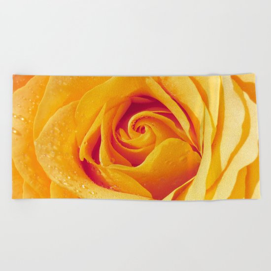 Gold Rose Bud- Yellow Roses and flowers Beach Towel