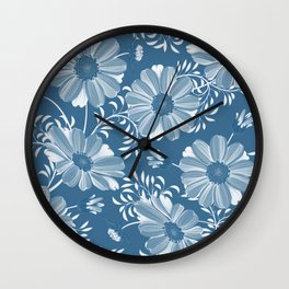 Floral Flourish in Teal Wall Clock