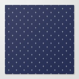 Small Christmas Faux Silver Foil Star in Midnight Blue Canvas Print
