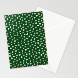 Emerald Green Gold Spots Pattern Stationery Card