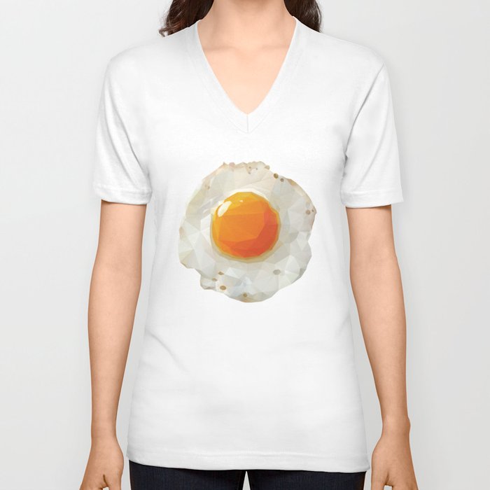 Fried Egg Polygon Art V Neck T Shirt