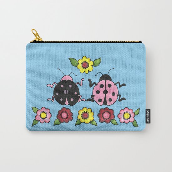Ladybugs in Pink & Black Carry-All Pouch