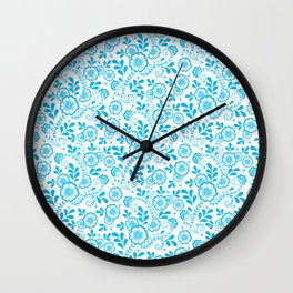 Turquoise Eastern Floral Pattern Wall Clock
