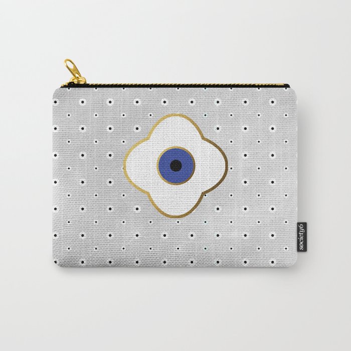 Mati Evil eye protection floral pattern on white Carry-All Pouch