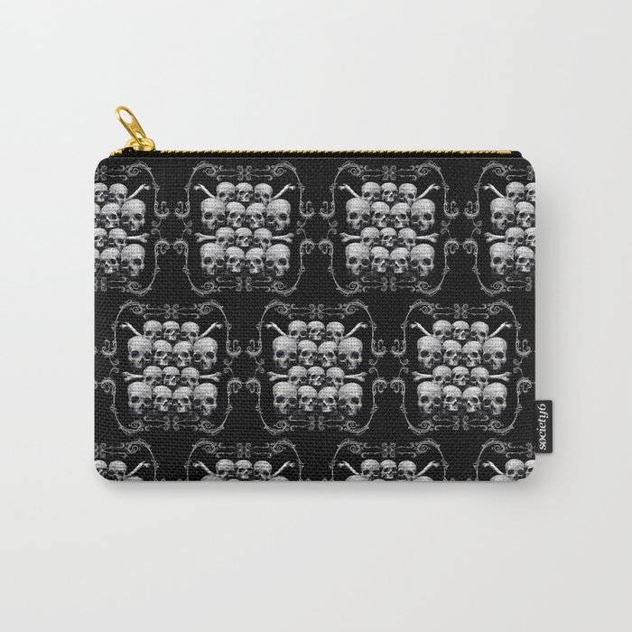 Skulls and Filigree - Damask Carry-All Pouch