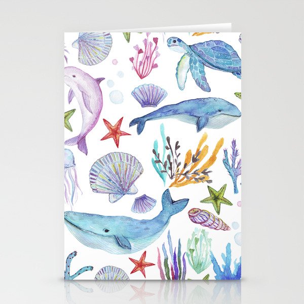 under the sea watercolor Stationery Cards