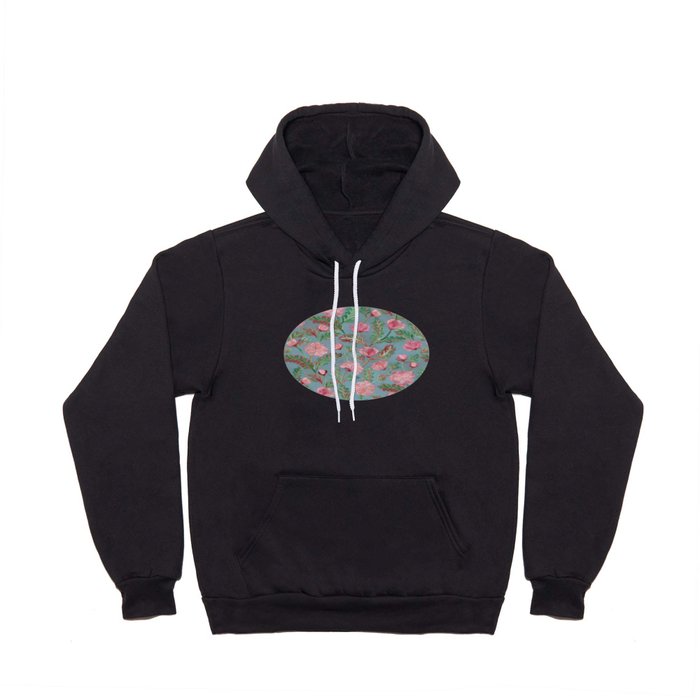 Soft Smudgy Pink and Green Floral Pattern Hoody