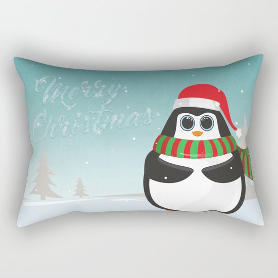 Christmas Penguin Rectangular Pillow