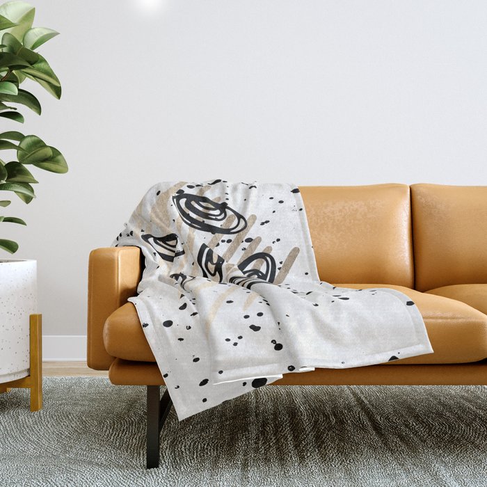 The Visitors - Black White and Gold Throw Blanket