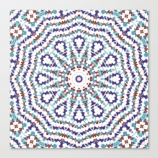 White, brown , blue kaleidoscope . Canvas Print