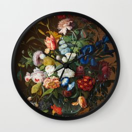 Flower Still Life with Bird's Nest, 1853 Wall Clock