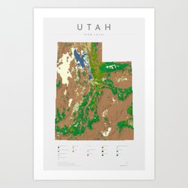 Utah Land Cover Map Art Art Print